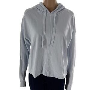 Velvet by Graham & Spencer Blue Cotton Pullover Hooded Sweatshirt